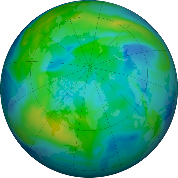 Arctic ozone map for 01 November 2018